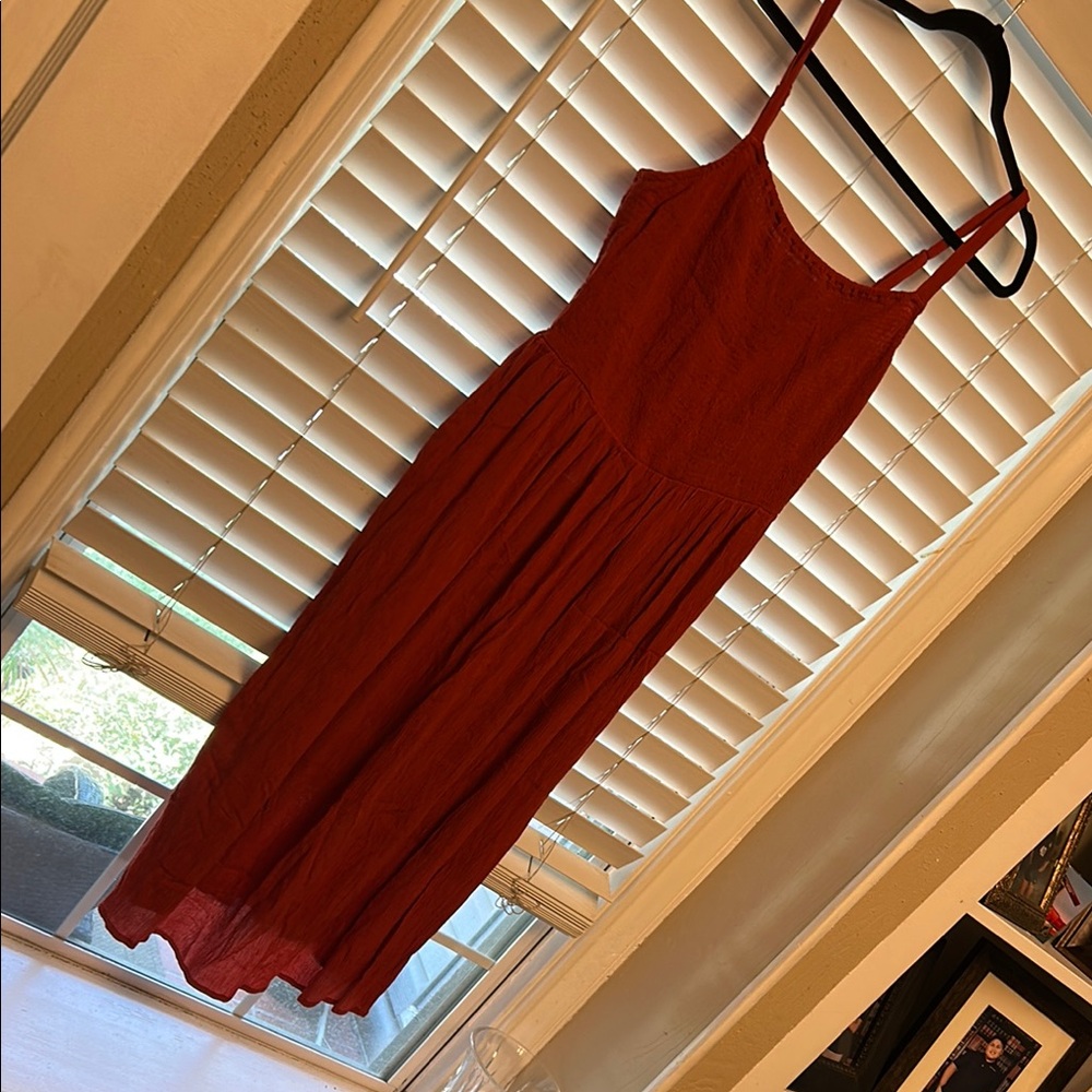 Old Navy Red Pleated Midi Sundress